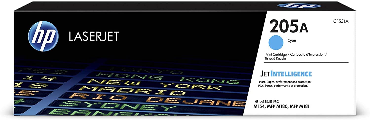 HP 205A CF531A Toner Cyan Authentique pour HP Color LaserJet Pro M180 / M181 HP 205A CF531A Toner Cyan Authentique pour HP Color LaserJet Pro M180 / M181